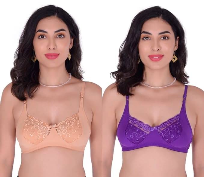 Ishant Pack of 2 Net Non Padded Everyday Bra For Women ( Beige,Purple ) Ishant Pack of 2 Net Non Padded Everyday Bra For Women ( Beige,Purple )