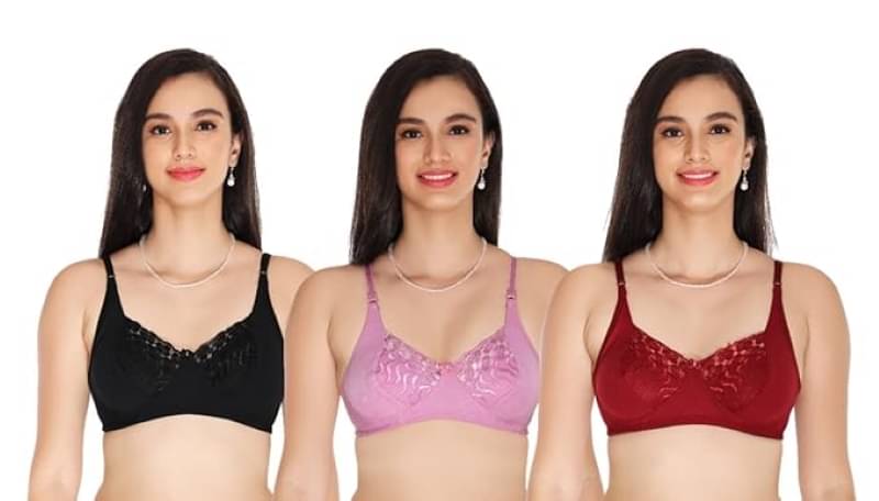 Ishant Pack of 3 Net Non Padded Everyday Bra For Women ( Black,Purple,Maroon ) Ishant Pack of 3 Net Non Padded Everyday Bra For Women ( Black,Purple,Maroon )