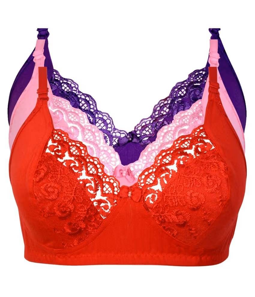 Ishant Pack of 3 Net Non Padded Everyday Bra For Women ( Red,Pink,Purple ) Ishant Pack of 3 Net Non Padded Everyday Bra For Women ( Red,Pink,Purple )