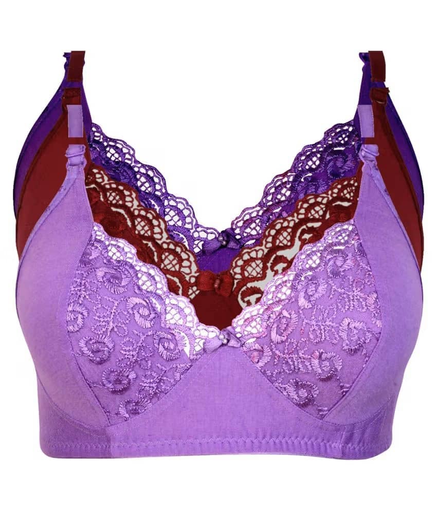 Ishant Pack of 3 Net Non Padded Everyday Bra For Women ( Multicolor )