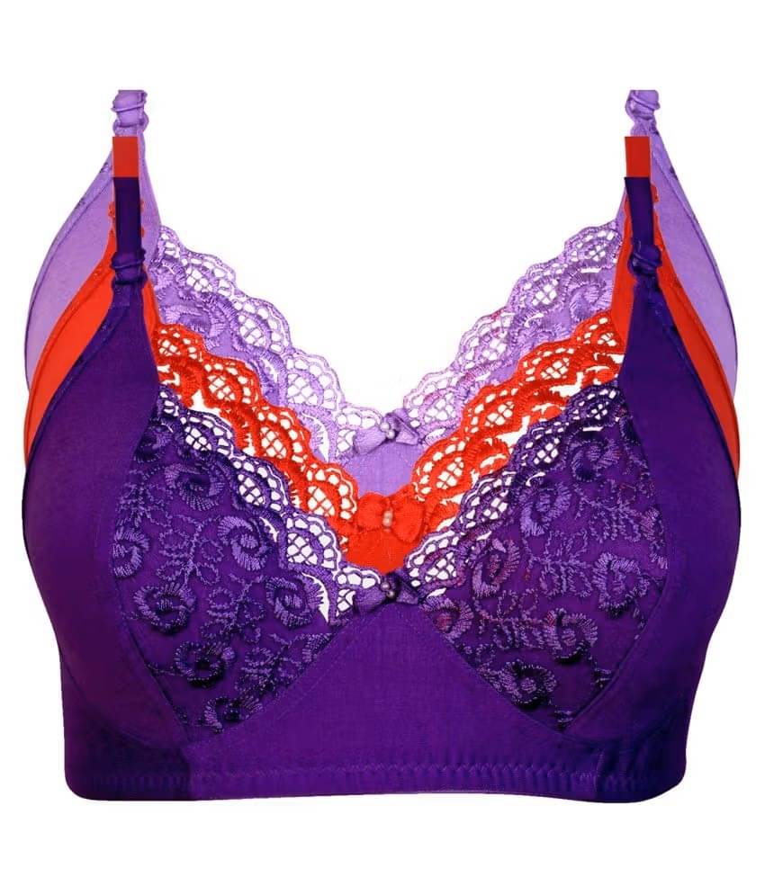 Ishant Pack of 3 Net Non Padded Everyday Bra For Women ( Multicolor )     			Ishant Pack of 3 Net Non Padded Everyday Bra For Women ( Multicolor )