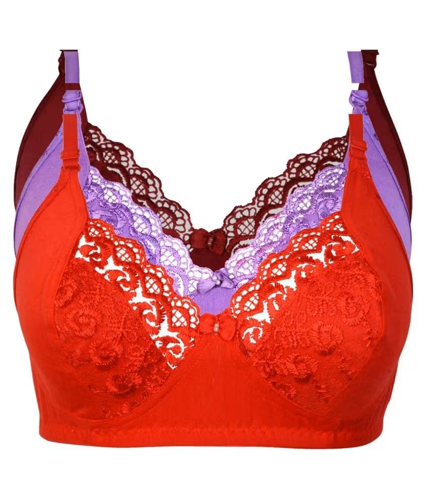Ishant Pack of 3 Net Non Padded Everyday Bra For Women ( Red,Purple,Maroon ) Ishant Pack of 3 Net Non Padded Everyday Bra For Women ( Red,Purple,Maroon )