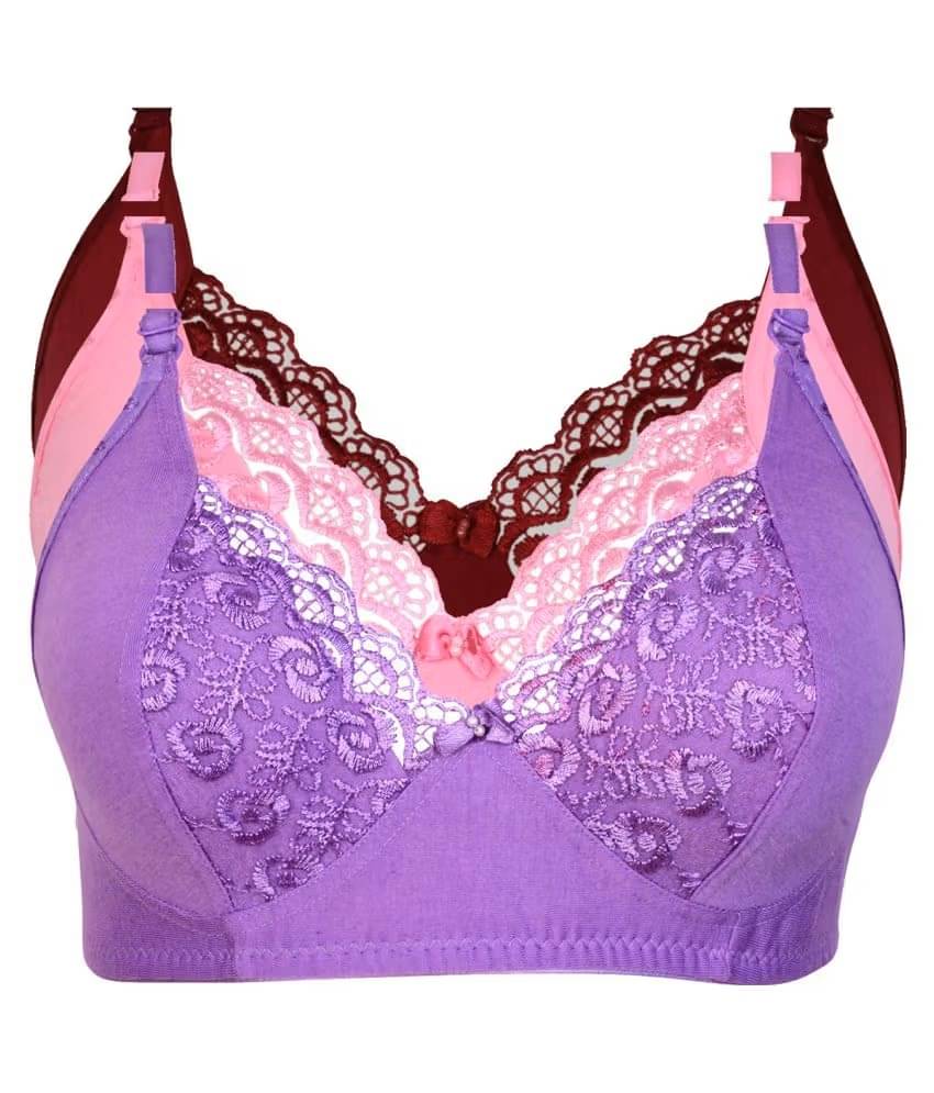 Ishant Pack of 3 Net Non Padded Everyday Bra For Women ( Purple,Pink,Maroon ) Ishant Pack of 3 Net Non Padded Everyday Bra For Women ( Purple,Pink,Maroon )