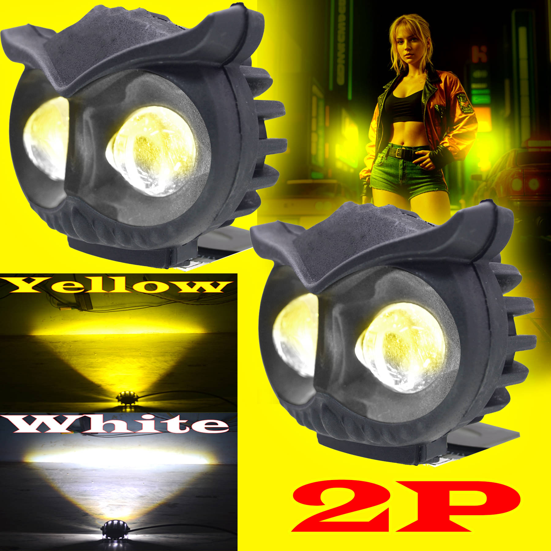     			JMALL Front Left & Right Fog Light For All Car and Bike Models ( Set of 2 )