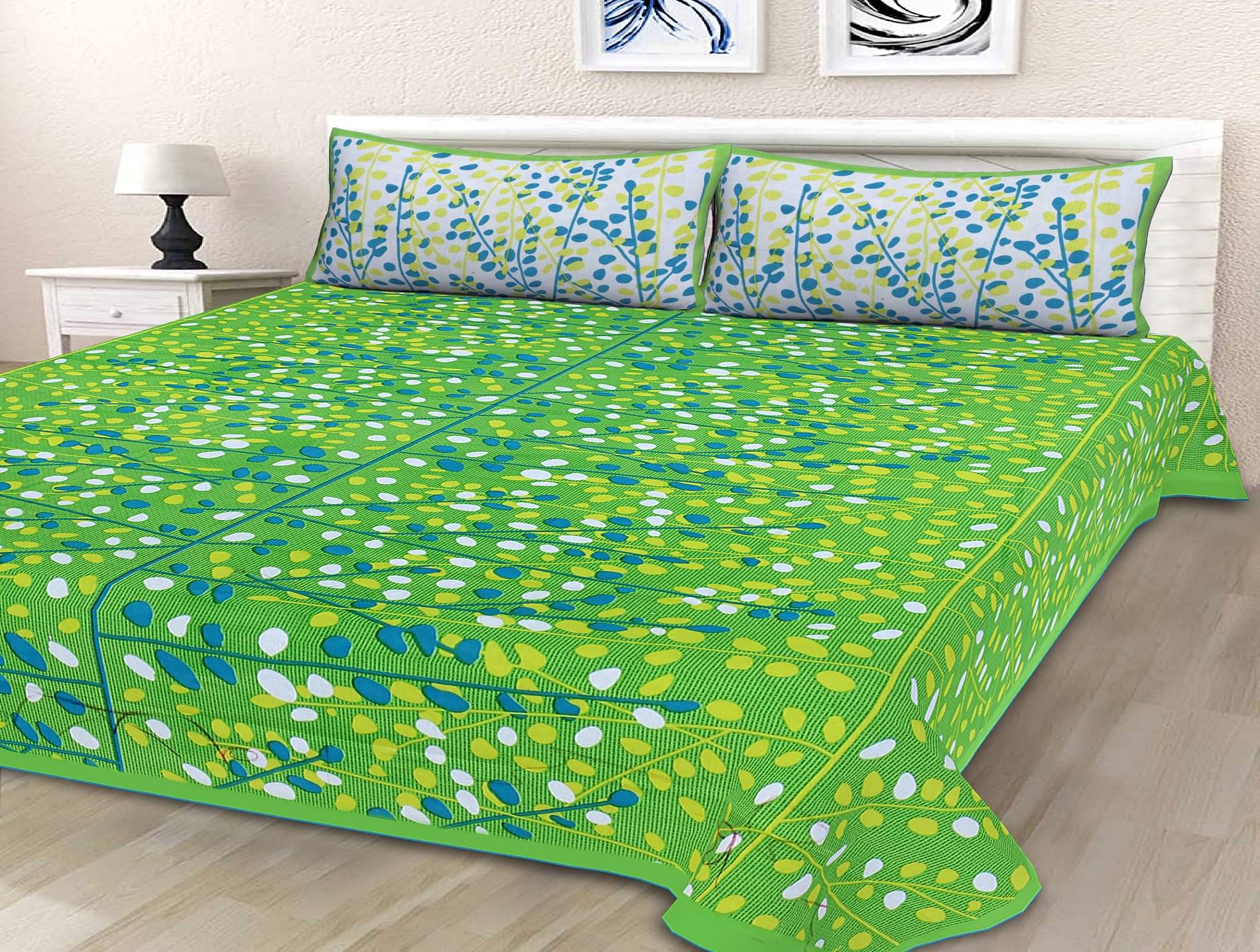     			K.D.PRINTS Cotton 1 Double Bedsheet with 2 Pillow Covers ( Multicolor )