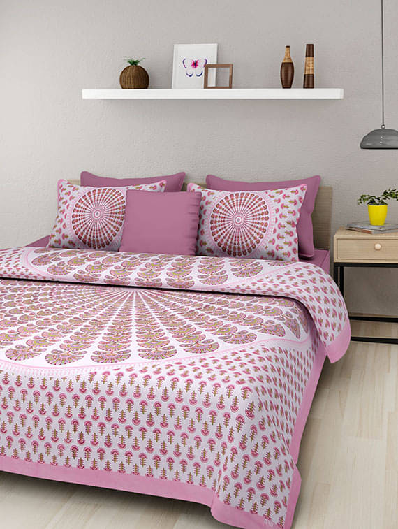     			K.D.PRINTS Cotton 1 Double Bedsheet with 2 Pillow Covers ( Multicolor )
