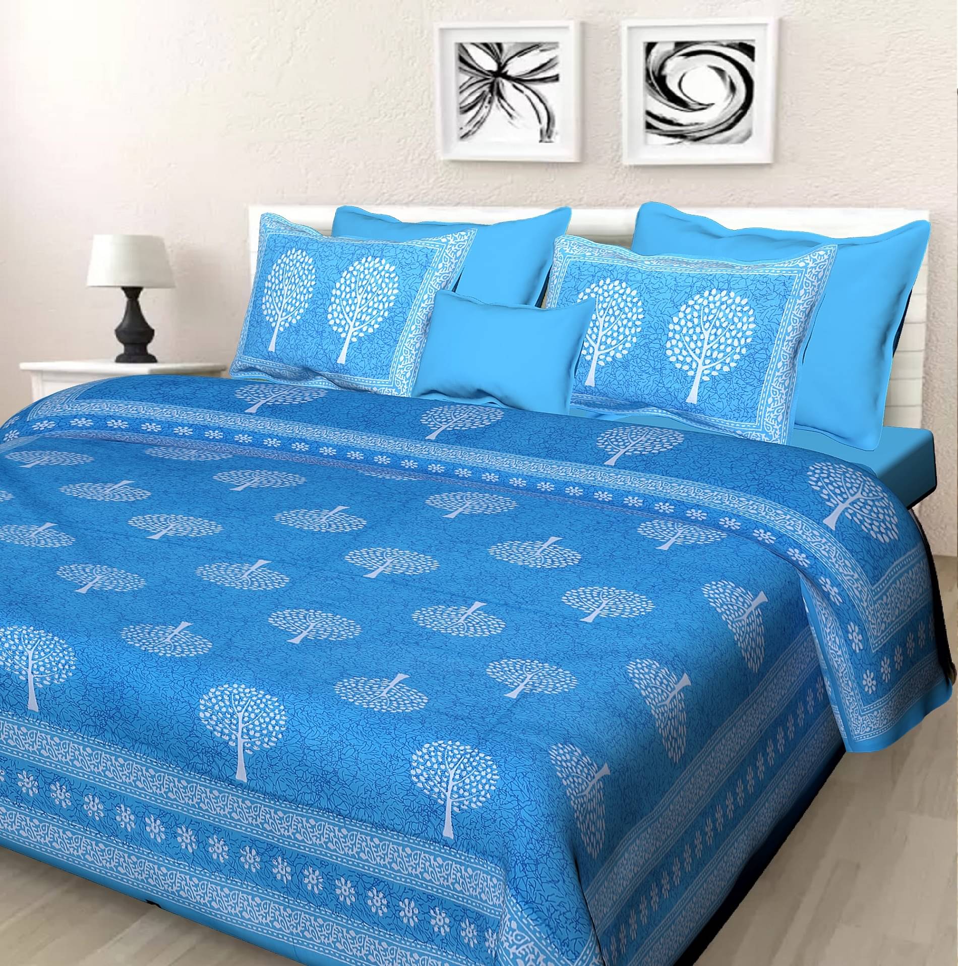 K.D.PRINTS Cotton 1 Double Bedsheet with 2 Pillow Covers ( Multicolor )     			K.D.PRINTS Cotton 1 Double Bedsheet with 2 Pillow Covers ( Multicolor )
