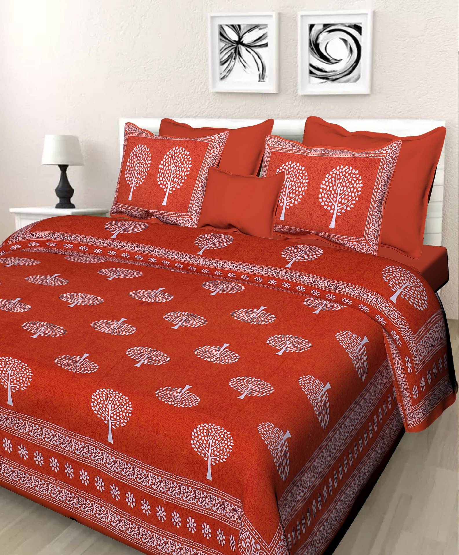     			K.D.PRINTS Cotton 1 Double Bedsheet with 2 Pillow Covers ( Multicolor )