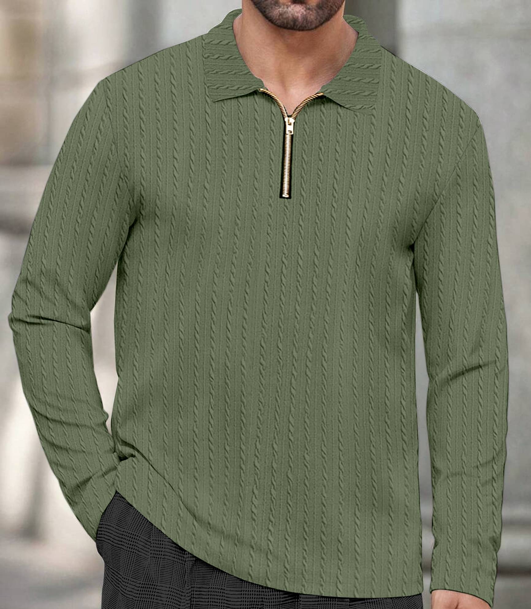 KAJARU Men Polyester Regular Fit Self Design Polo T Shirt ( Olive Green )     			KAJARU Men Polyester Regular Fit Self Design Polo T Shirt ( Olive Green )