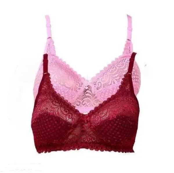     			Kiran Enterprises Pack of 2 Net Non Padded Everyday Bra For Women ( Maroon,Pink )