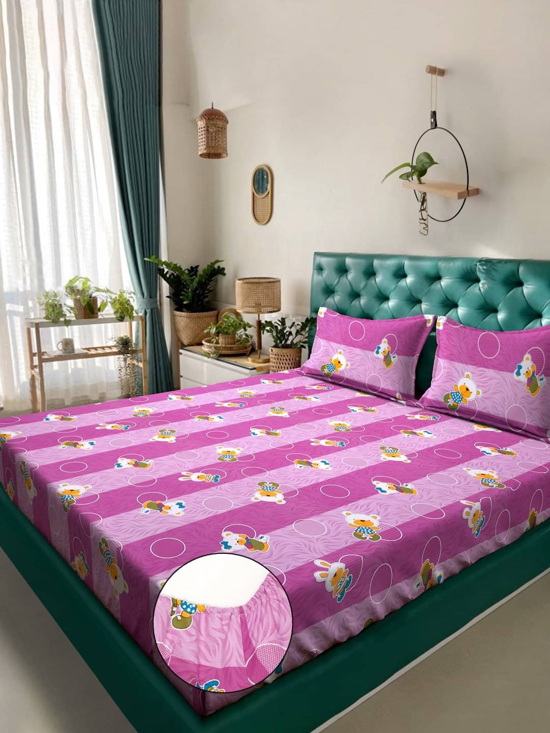     			Klotthe Cotton 1 Double King Bedsheet with 2 Pillow Covers ( Purple )
