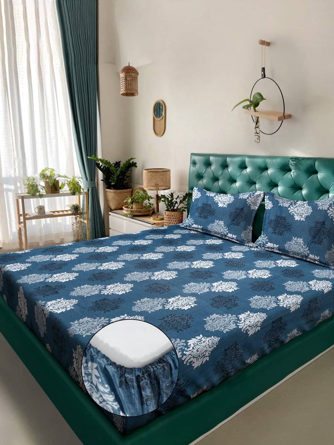 Klotthe Cotton 1 Double King Bedsheet with 2 Pillow Covers ( Blue )     			Klotthe Cotton 1 Double King Bedsheet with 2 Pillow Covers ( Blue )