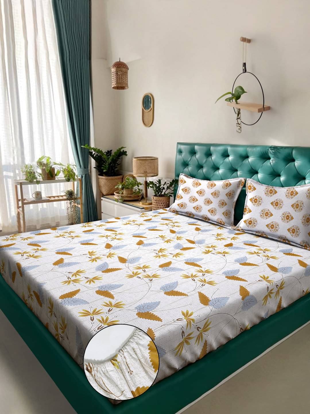     			Klotthe Cotton 1 Double King Bedsheet with 2 Pillow Covers ( Cream )