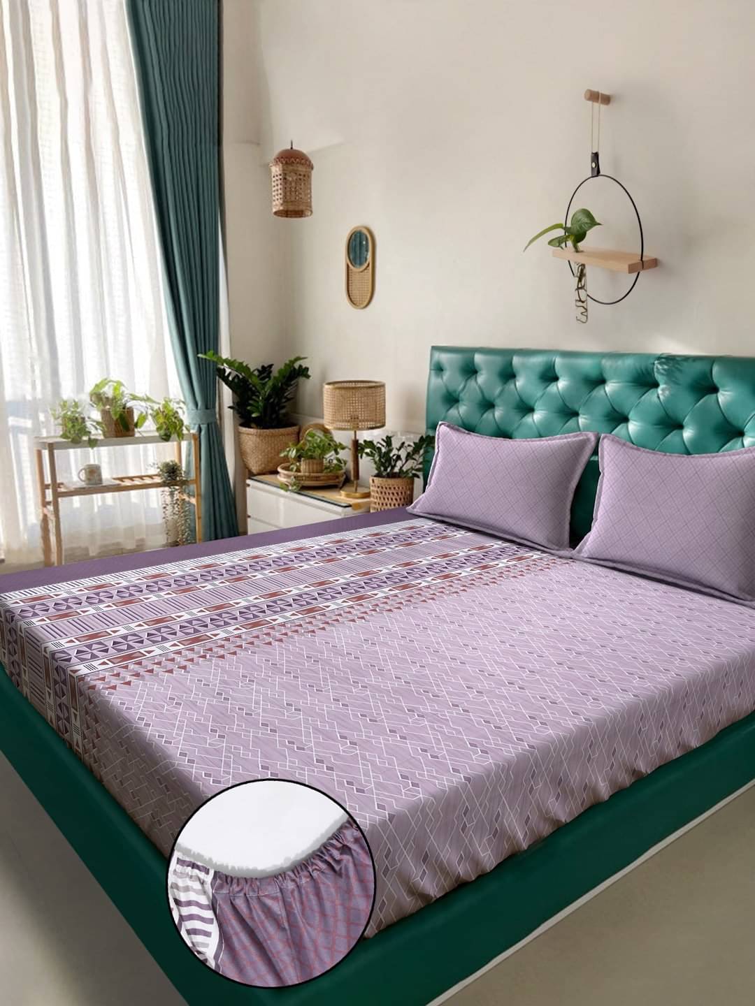     			Klotthe Cotton 1 Double King Bedsheet with 2 Pillow Covers ( Purple )