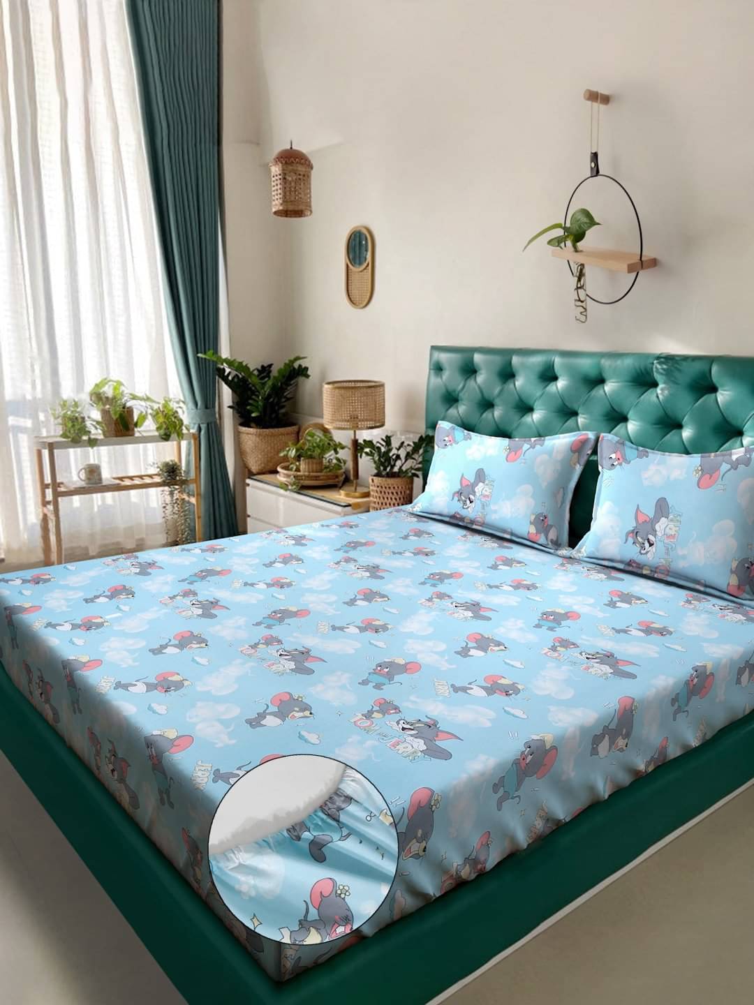 Klotthe Cotton 1 Double King Bedsheet with 2 Pillow Covers ( Sky Blue )     			Klotthe Cotton 1 Double King Bedsheet with 2 Pillow Covers ( Sky Blue )