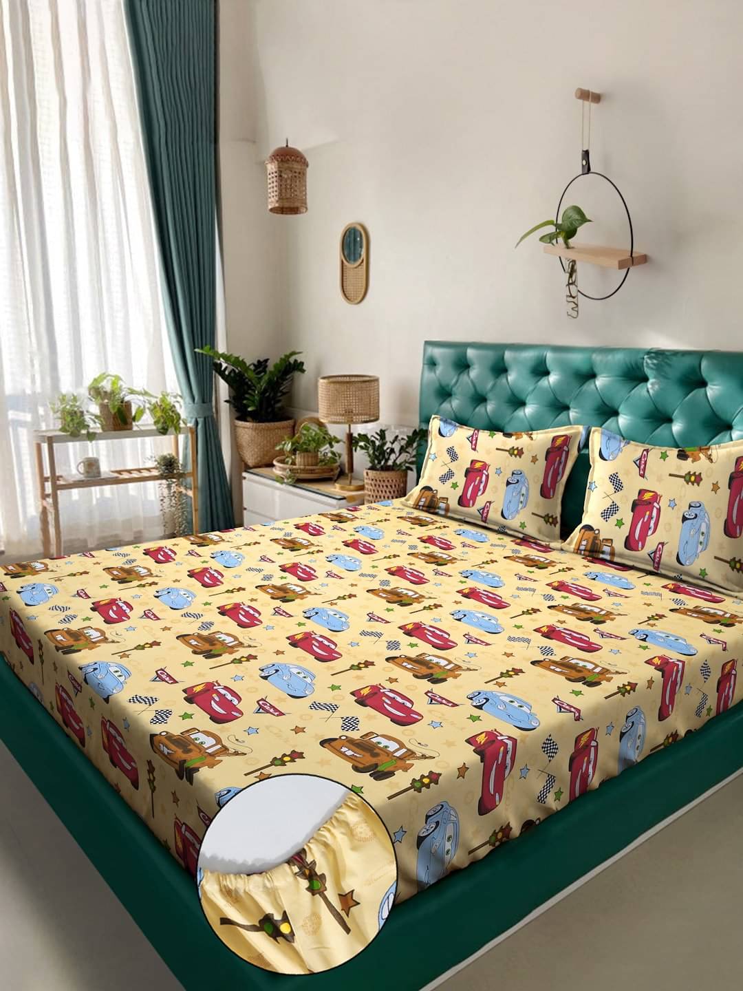     			Klotthe Cotton 1 Double King Bedsheet with 2 Pillow Covers ( Yellow )