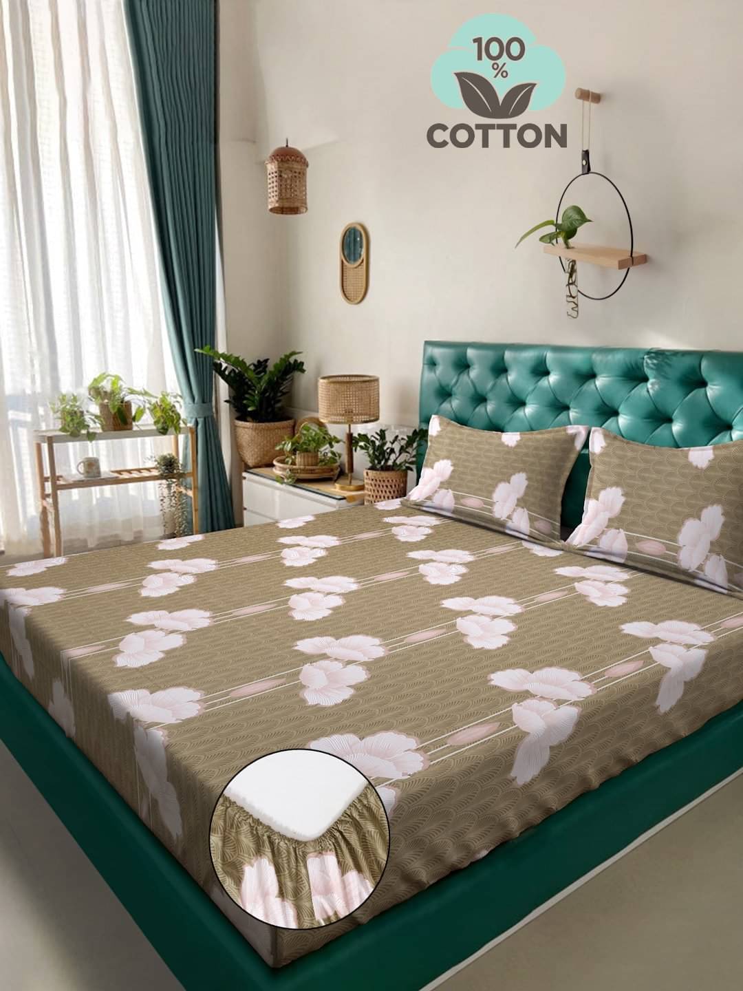     			Klotthe Cotton 1 Double King Bedsheet with 2 Pillow Covers ( Mustard )