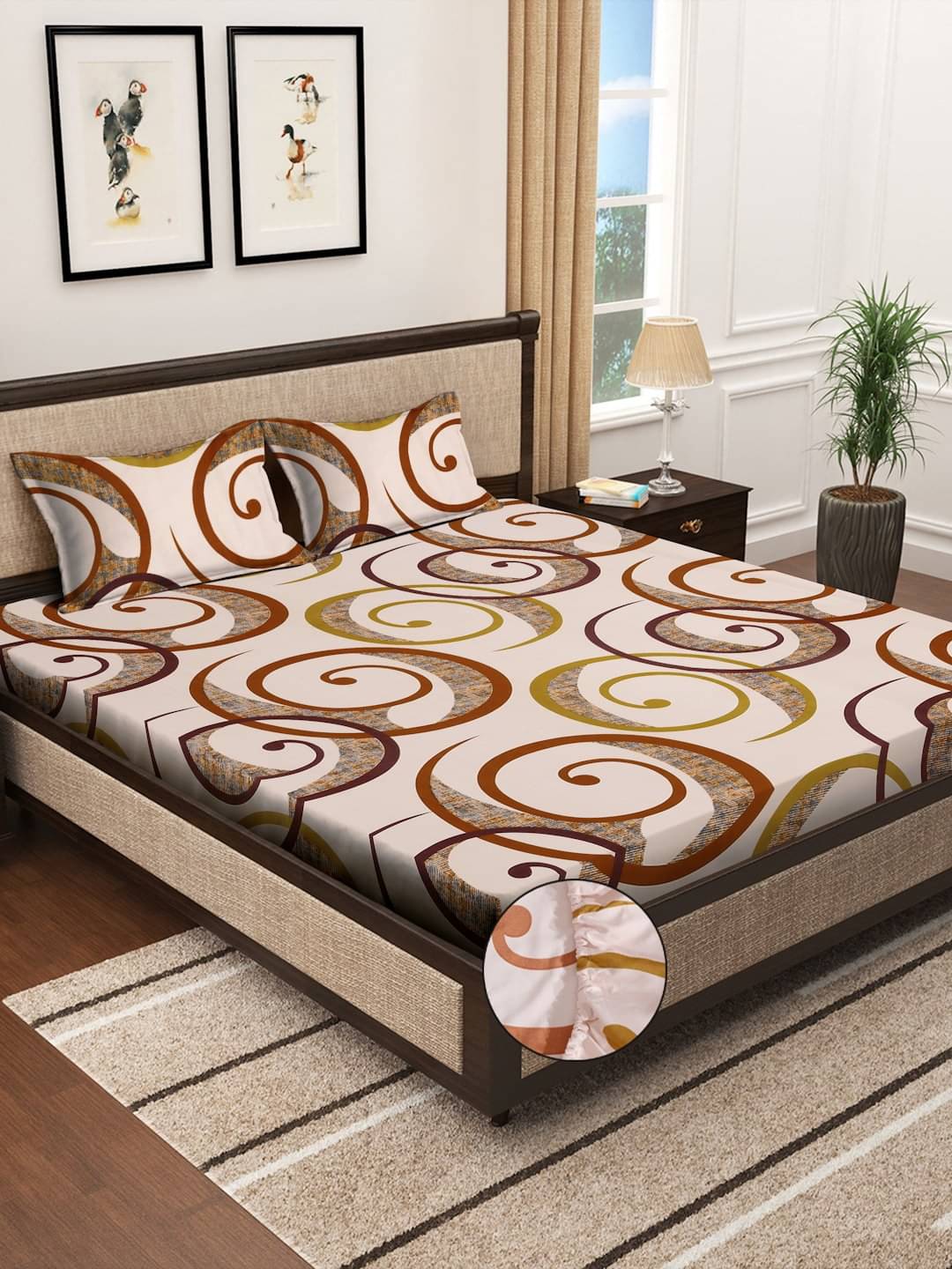     			Klotthe Poly Cotton 1 Double King Bedsheet with 2 Pillow Covers ( Multicolor )