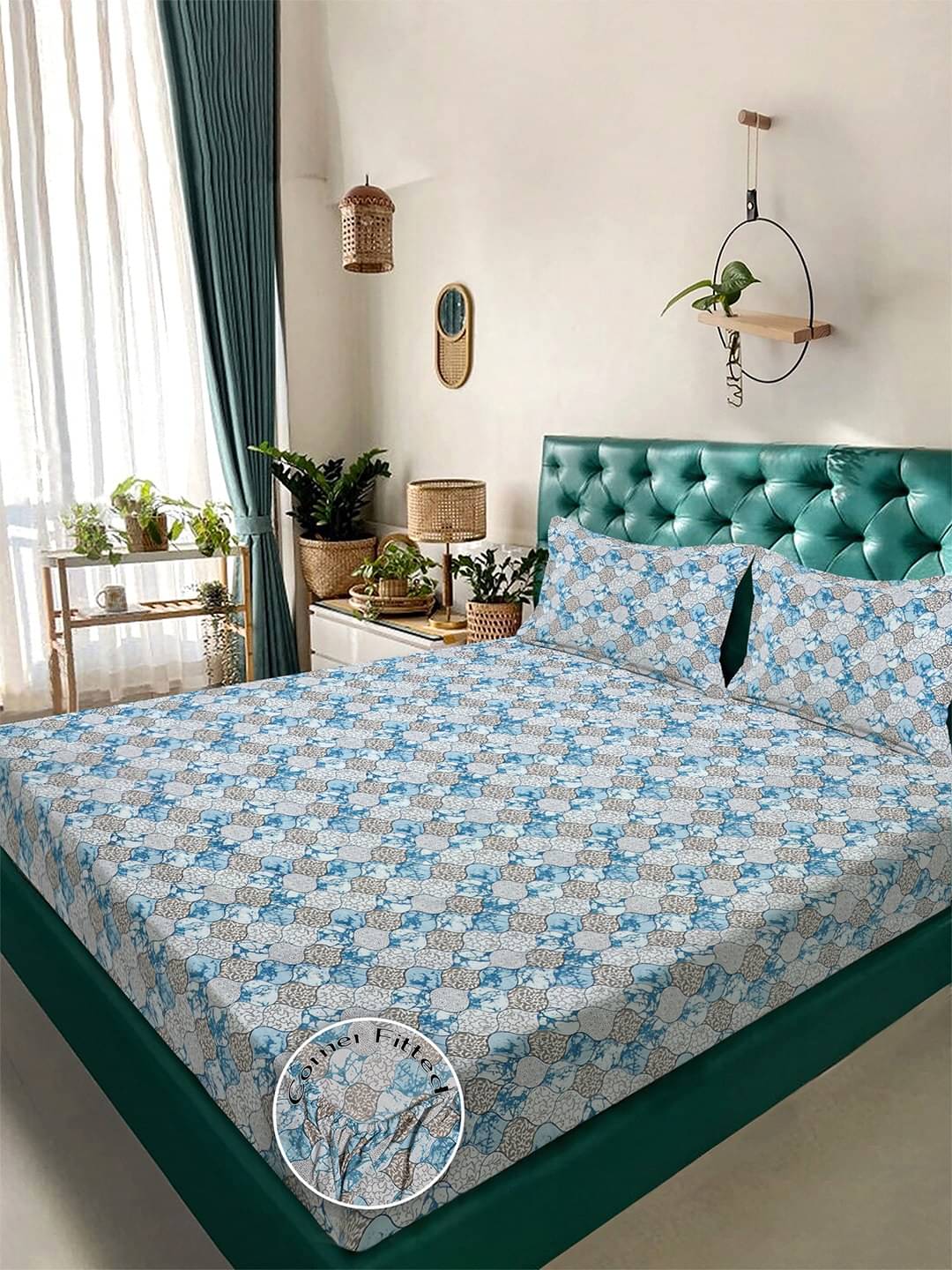 Klotthe Poly Cotton 1 Double King Bedsheet with 2 Pillow Covers ( Blue )     			Klotthe Poly Cotton 1 Double King Bedsheet with 2 Pillow Covers ( Blue )