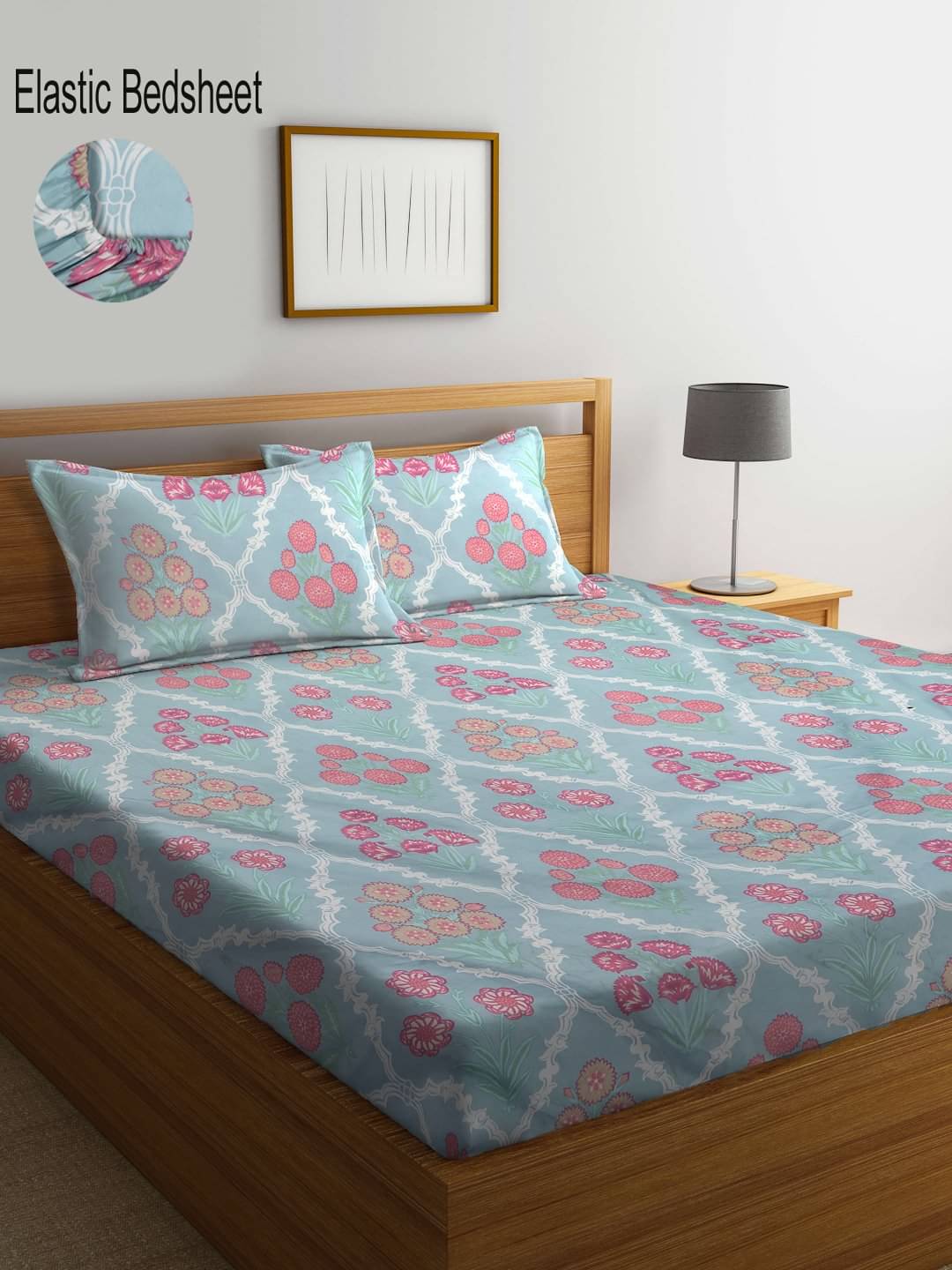 Klotthe Poly Cotton 1 Double King Bedsheet with 2 Pillow Covers ( Sky Blue ) Klotthe Poly Cotton 1 Double King Bedsheet with 2 Pillow Covers ( Sky Blue )