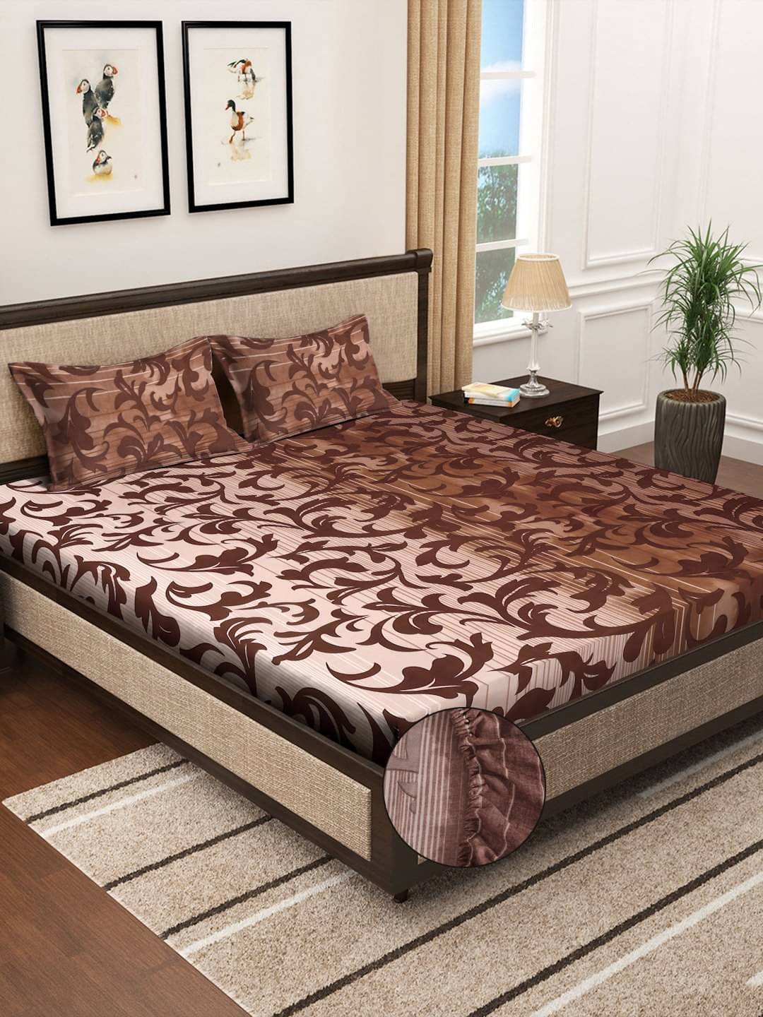     			Klotthe Poly Cotton 1 Double King Bedsheet with 2 Pillow Covers ( Multicolor )