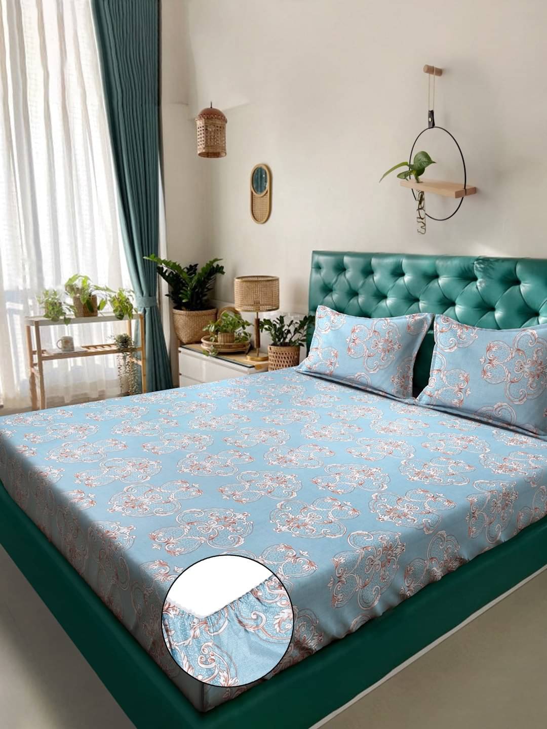 Klotthe Poly Cotton 1 Double King Bedsheet with 2 Pillow Covers ( Sky Blue ) Klotthe Poly Cotton 1 Double King Bedsheet with 2 Pillow Covers ( Sky Blue )