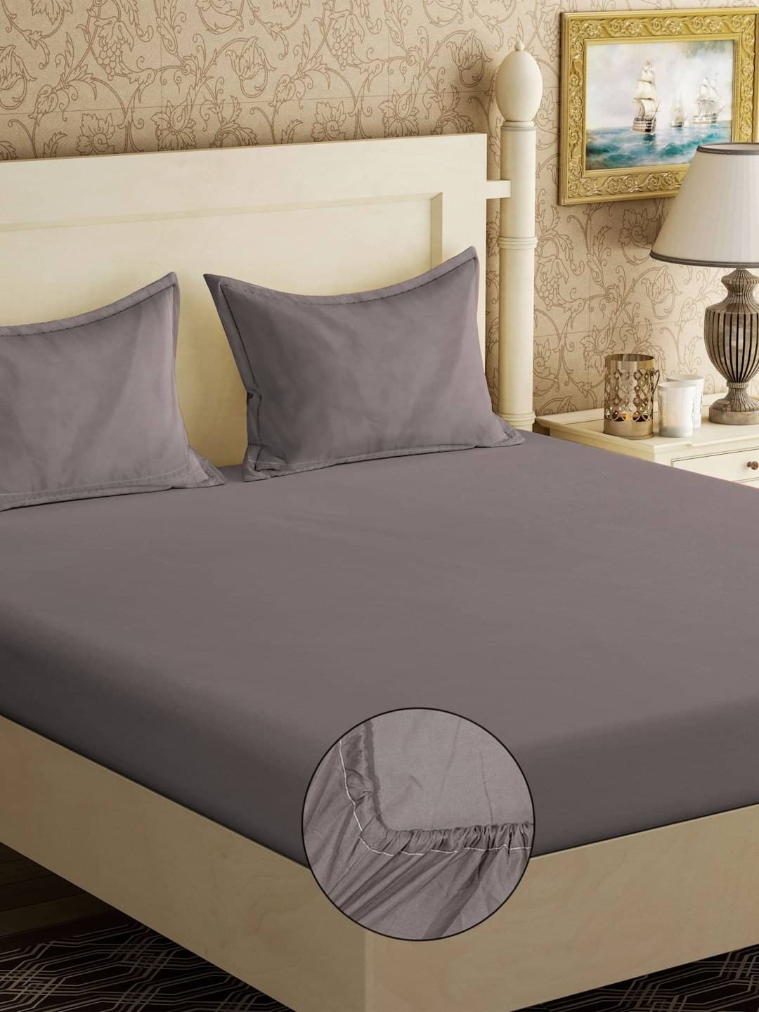 Klotthe Poly Cotton 1 Double King Bedsheet with 2 Pillow Covers ( Dark Grey ) Klotthe Poly Cotton 1 Double King Bedsheet with 2 Pillow Covers ( Dark Grey )
