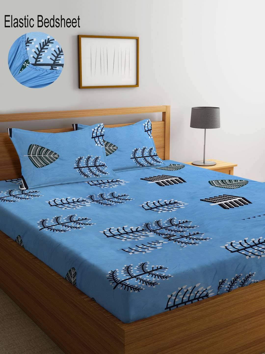 Klotthe Poly Cotton 1 Double King Bedsheet with 2 Pillow Covers ( Blue ) Klotthe Poly Cotton 1 Double King Bedsheet with 2 Pillow Covers ( Blue )