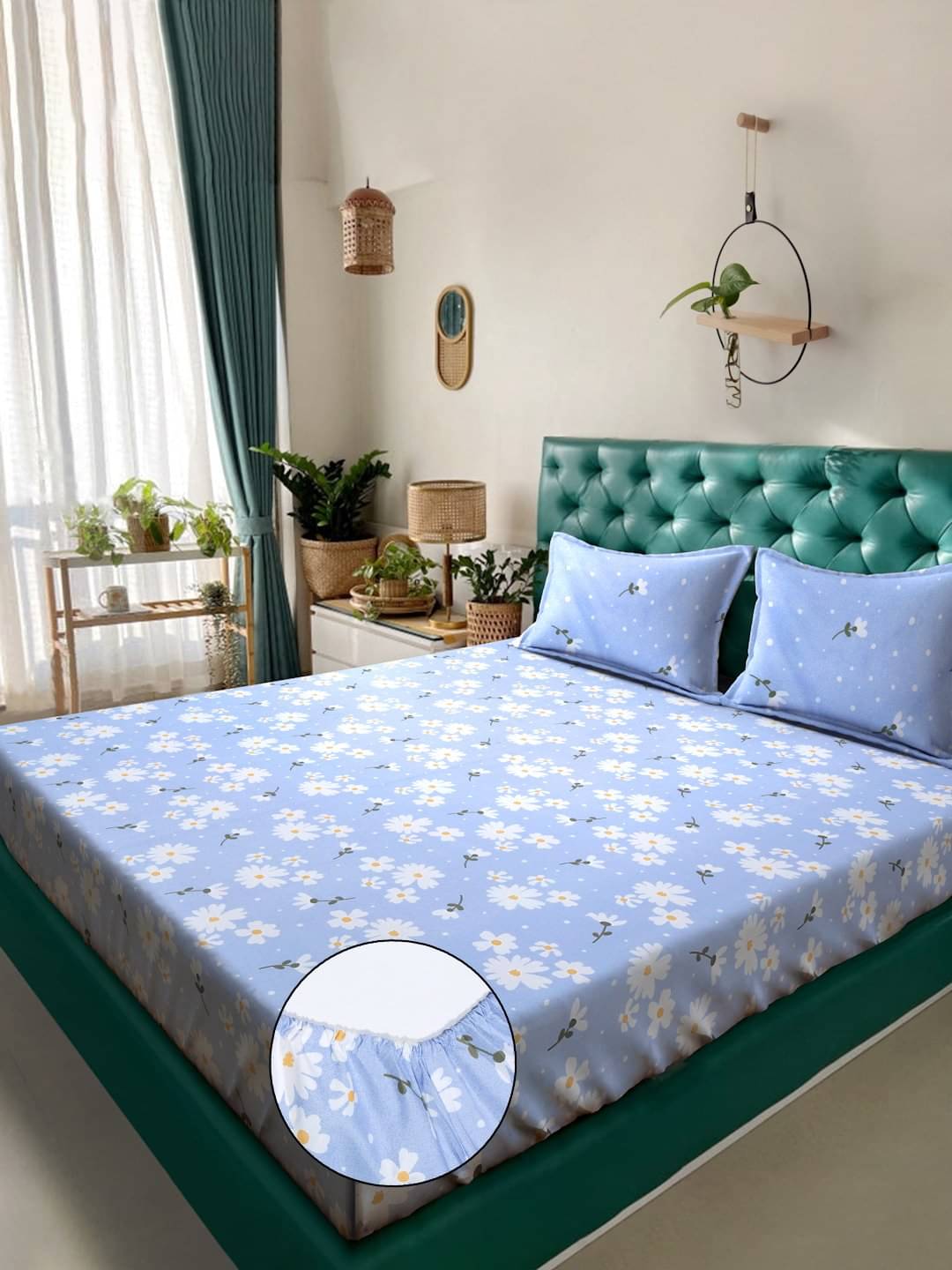 Klotthe Poly Cotton 1 Double King Bedsheet with 2 Pillow Covers ( Blue ) Klotthe Poly Cotton 1 Double King Bedsheet with 2 Pillow Covers ( Blue )