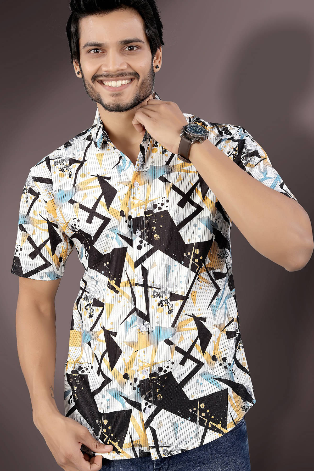 MARMIC FAB Corduroy Regular Fit Printed Half Sleeves Men's Casual Shirt - Yellow ( Pack of 1 ) MARMIC FAB Corduroy Regular Fit Printed Half Sleeves Men's Casual Shirt - Yellow ( Pack of 1 )