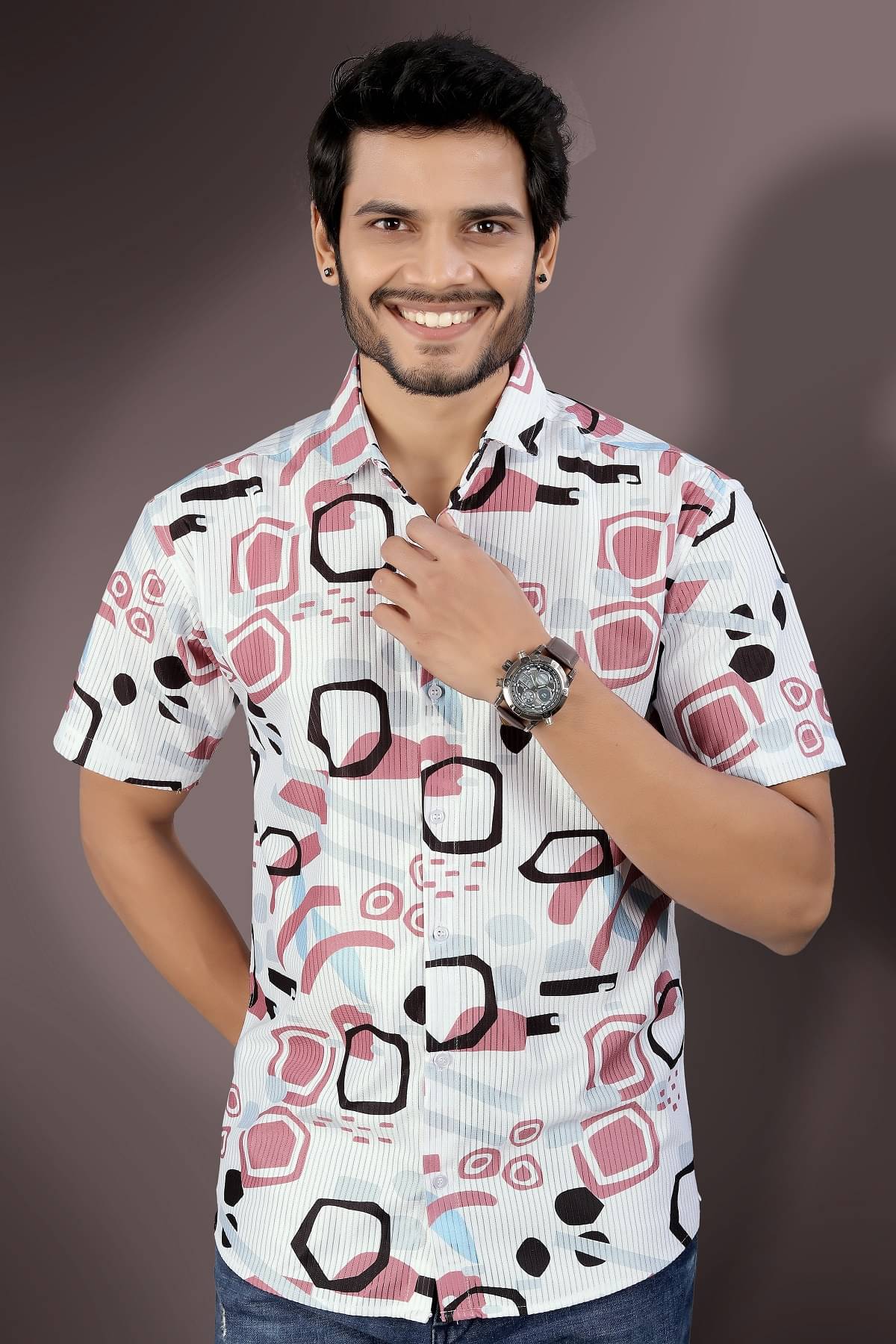 MARMIC FAB Cotton Blend Regular Fit Printed Half Sleeves Men's Casual Shirt - Pink ( Pack of 1 ) MARMIC FAB Cotton Blend Regular Fit Printed Half Sleeves Men's Casual Shirt - Pink ( Pack of 1 )