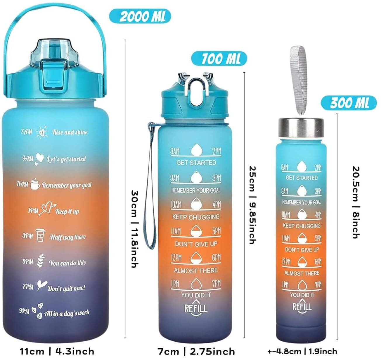 MINDFIT Combo Pack of 6 Motivational Water Bottle with Time Marker Sports Gym Gallon 2000 ml Bottle (Pack of 6, Multicolor, Plastic) MINDFIT Combo Pack of 6 Motivational Water Bottle with Time Marker Sports Gym Gallon 2000 ml Bottle (Pack of 6, Multicolor, Plastic)