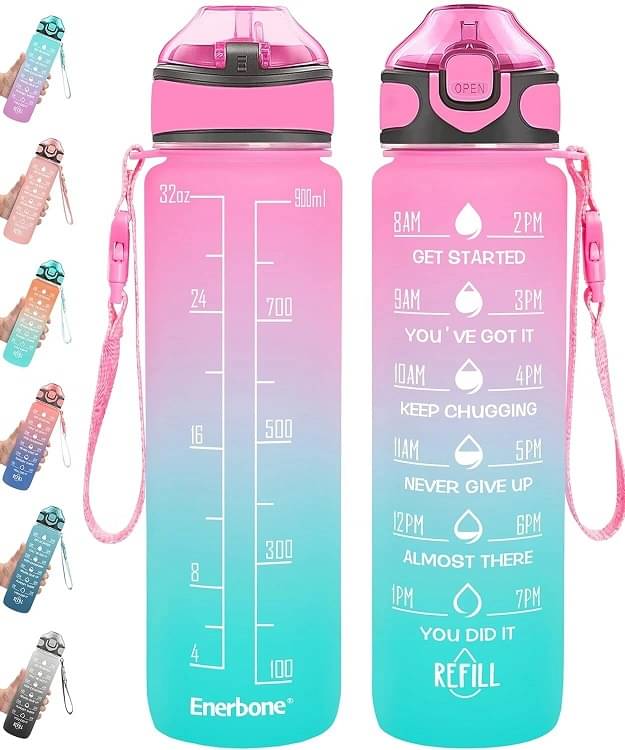     			MINDFIT Unbreakable Water Bottle with Motivational Time Marker, Sipper Bottle for Adults 2000 ml Bottle (Pack of 2, Multicolor, Plastic)