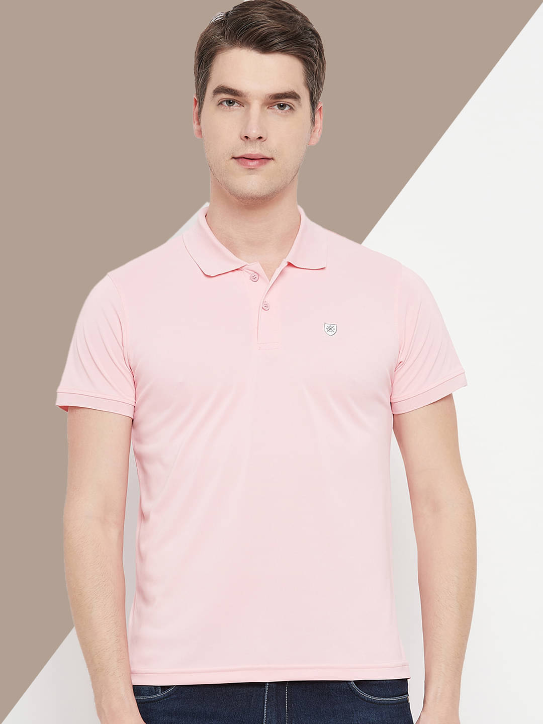 OAKWYN Men Cotton Blend Regular Fit Solid Polo T Shirt ( Pink ) OAKWYN Men Cotton Blend Regular Fit Solid Polo T Shirt ( Pink )