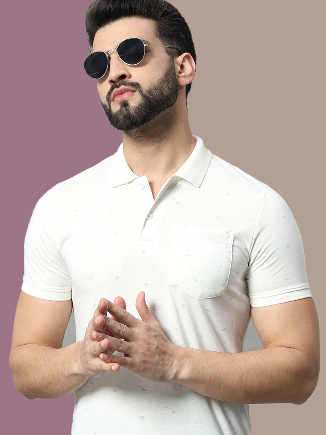     			OAKWYN Men Cotton Blend Regular Fit Solid Polo T Shirt ( White )