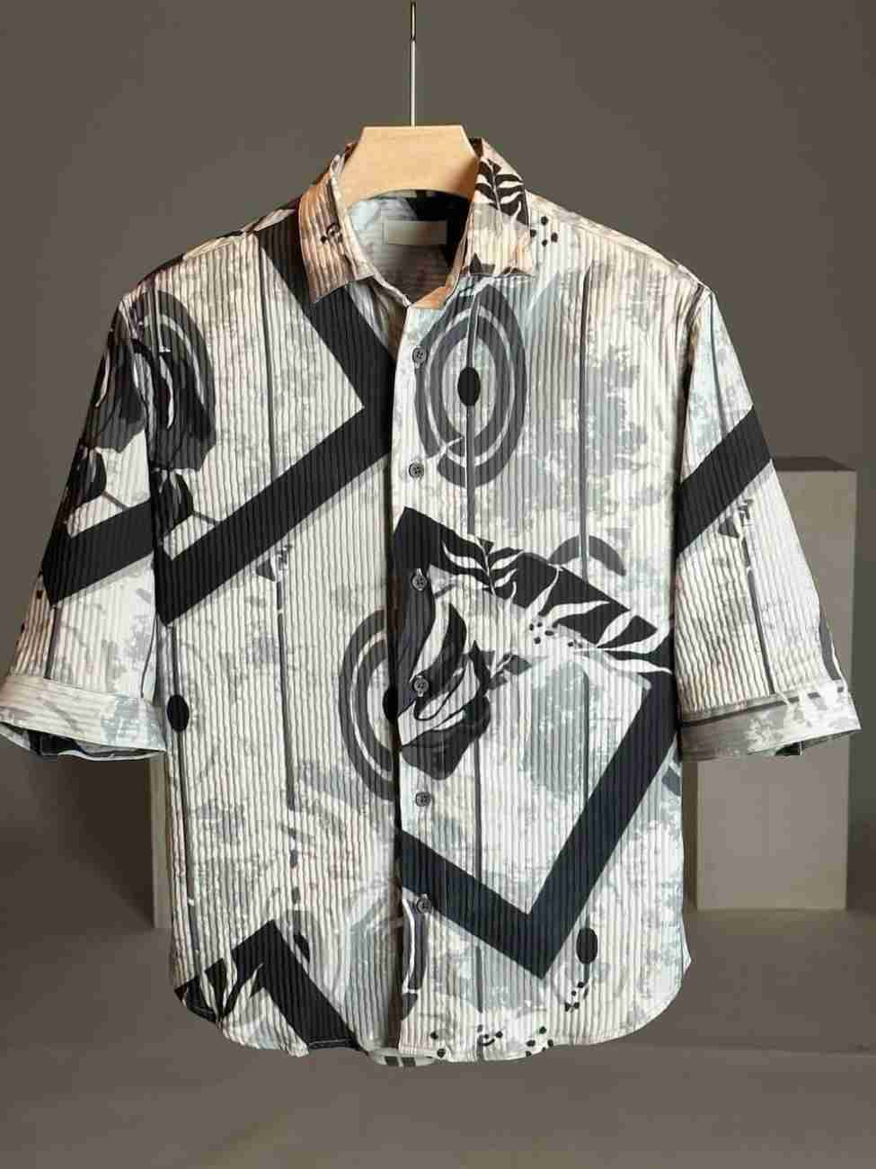     			OQUENT Corduroy Regular Fit Self Design Half Sleeves Men's Casual Shirt - Grey ( Pack of 1 )