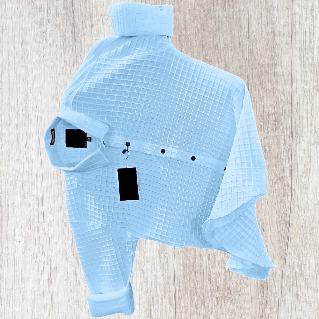     			OQUENT Poly Cotton Regular Fit Popcorn Textured Full Sleeves Men's Casual Shirt - Aqua Blue ( Pack of 1 )