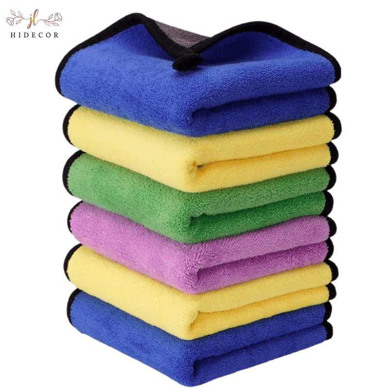     			Pack of 6 Multi-Color 800 GSM Microfiber Cloths, 30x40 cm, For Car, Bike, Glass Cleaning