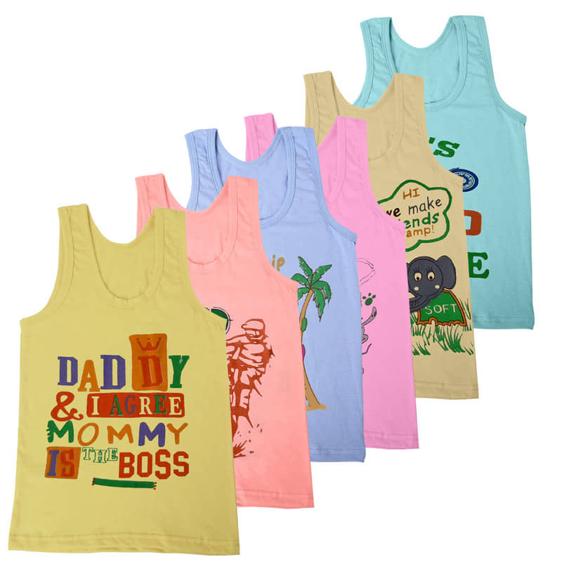 Paryag Pack of 6 Boys Cotton Blend Vest ( Multicolor 1 ) - Nightwear & Loungewear | Buy online on ZillyBuy