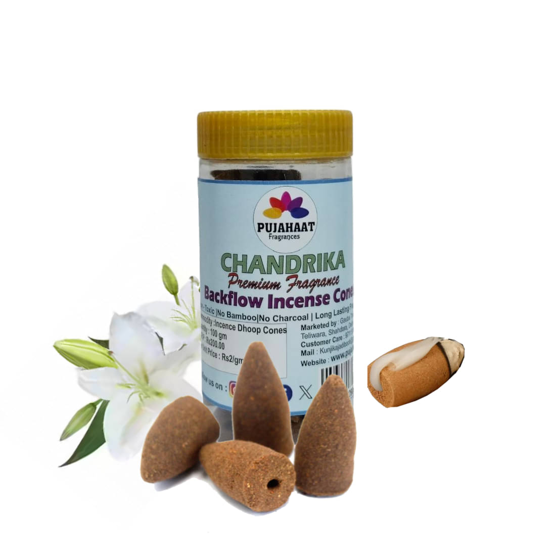     			Pujahaat Incense Dhoop Cone Perfumed Scented 100 gm ( Pack of 1 )