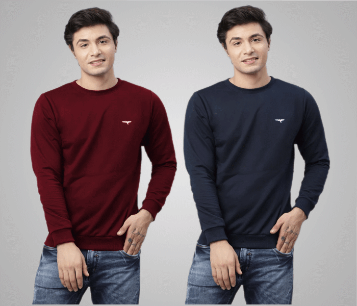 Reya Cotton Blend Round Neck Men's Sweatshirt - Multicolor ( Pack of 2 )