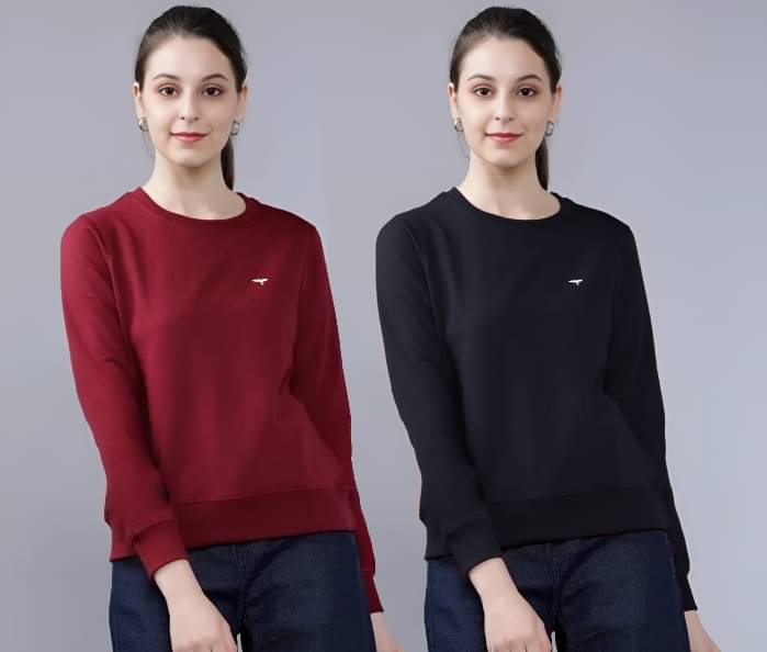 Reya Cotton Blend Women's Non Hooded Sweatshirt ( Multicolor 1 ) Reya Cotton Blend Women's Non Hooded Sweatshirt ( Multicolor 1 )