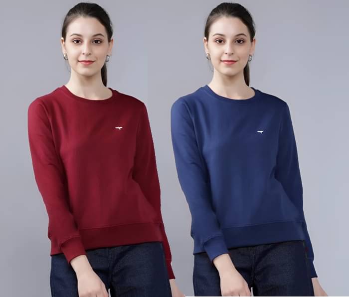 Reya Cotton Blend Women's Non Hooded Sweatshirt ( Multicolor 2 ) Reya Cotton Blend Women's Non Hooded Sweatshirt ( Multicolor 2 )