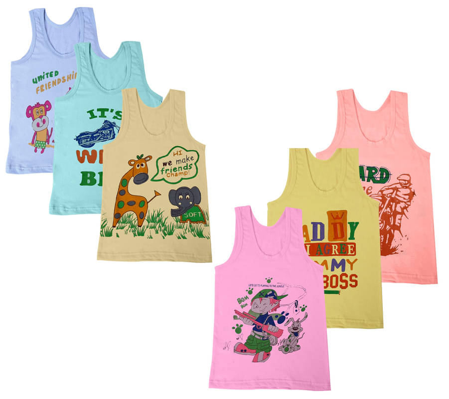 Shakubhar Pack of 6 Boys Cotton Blend Vest ( Multicolor 7 ) Shakubhar Pack of 6 Boys Cotton Blend Vest ( Multicolor 7 )