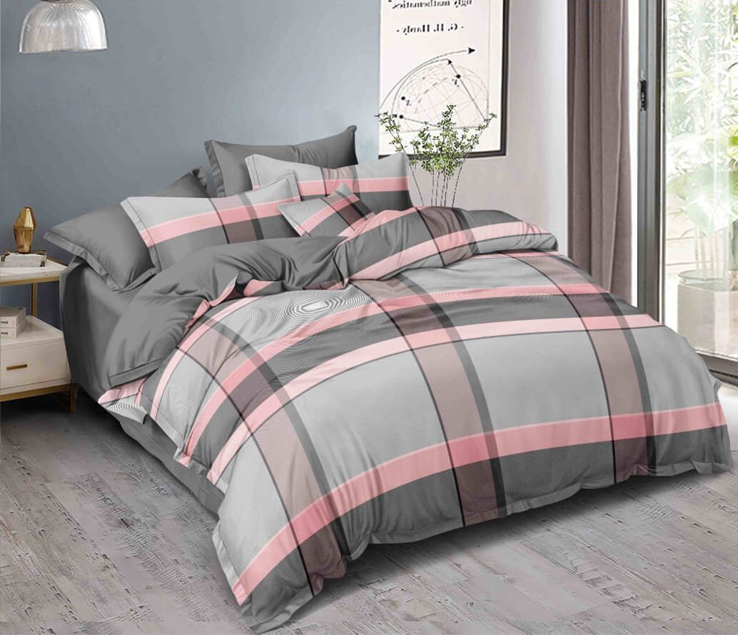     			Sky Tex Glace Cotton 1 Double Bedsheet with 2 Pillow Covers ( Grey )