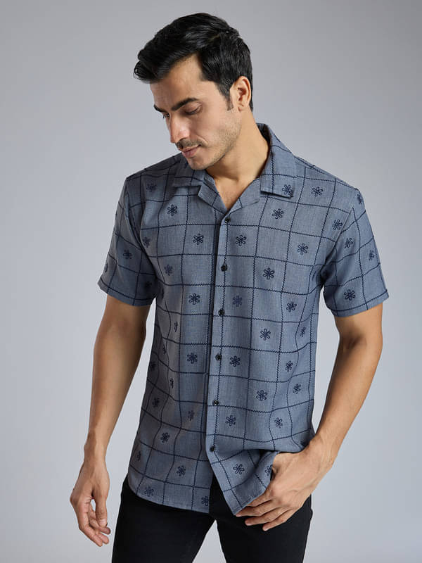 Tater Garments Poly Cotton Regular Fit Embroidered Half Sleeves Men's Casual Shirt - Grey ( Pack of 1 ) Tater Garments Poly Cotton Regular Fit Embroidered Half Sleeves Men's Casual Shirt - Grey ( Pack of 1 )