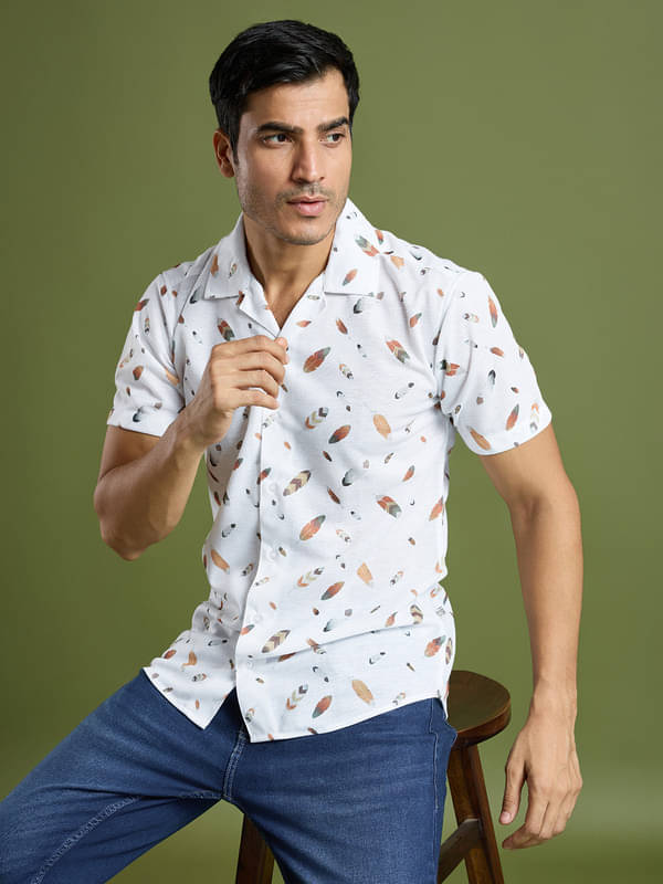 Tater Garments Polyester Regular Fit Printed Half Sleeves Men's Casual Shirt - White ( Pack of 1 ) Tater Garments Polyester Regular Fit Printed Half Sleeves Men's Casual Shirt - White ( Pack of 1 )