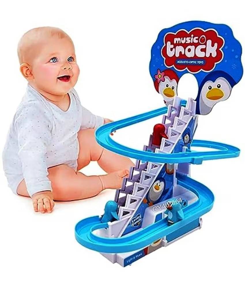 Toonkiz Slide Toy Set, Funny Automatic Stair-Climbing Cartoon Race Track Set Little Lovely Slide Toy Escalator Toy with Lights and Toonkiz Slide Toy Set, Funny Automatic Stair-Climbing Cartoon Race Track Set Little Lovely Slide Toy Escalator Toy with Lights and
