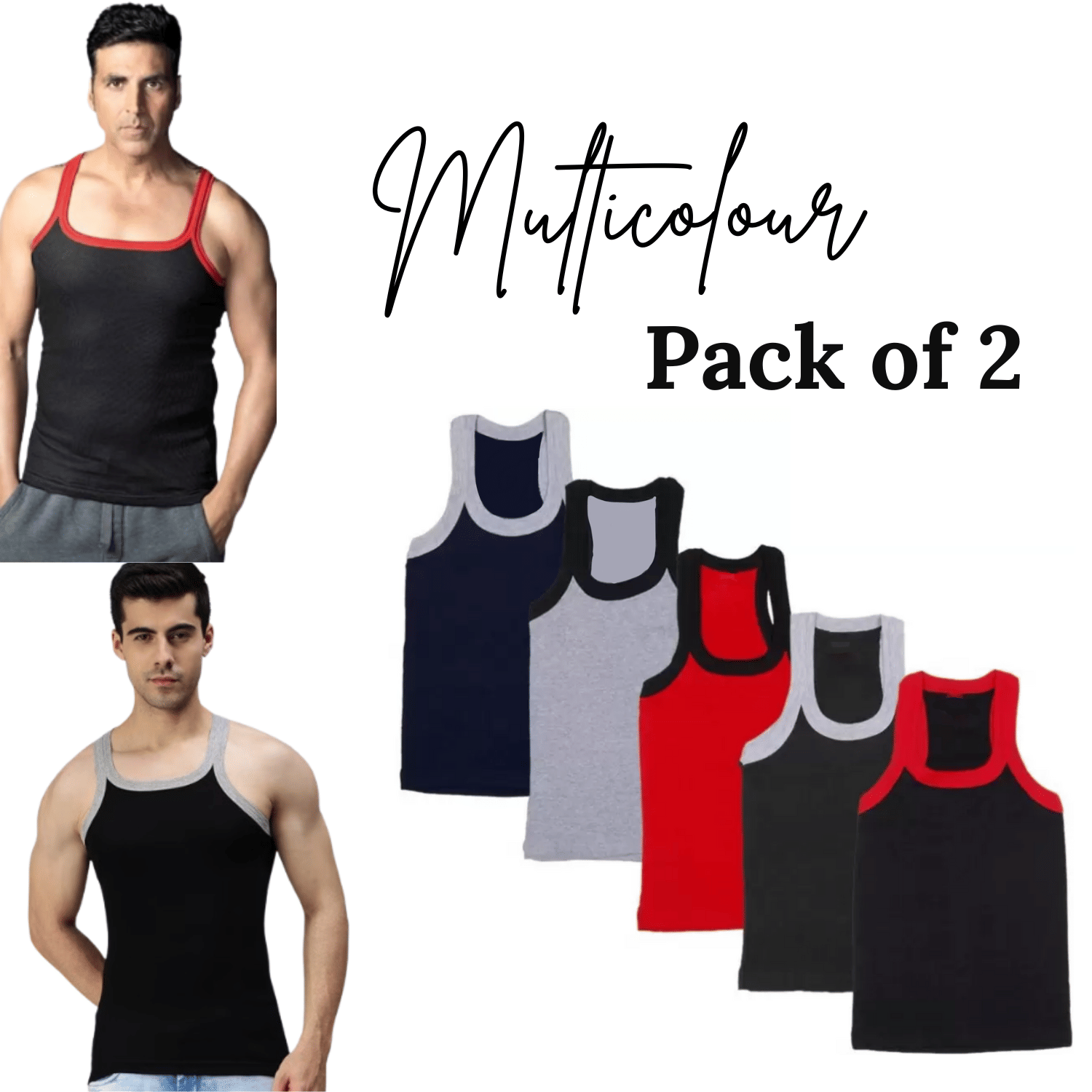     			Trust Jone Shop Pack of 2 Cotton Gym Vest For Men ( Multicolor )