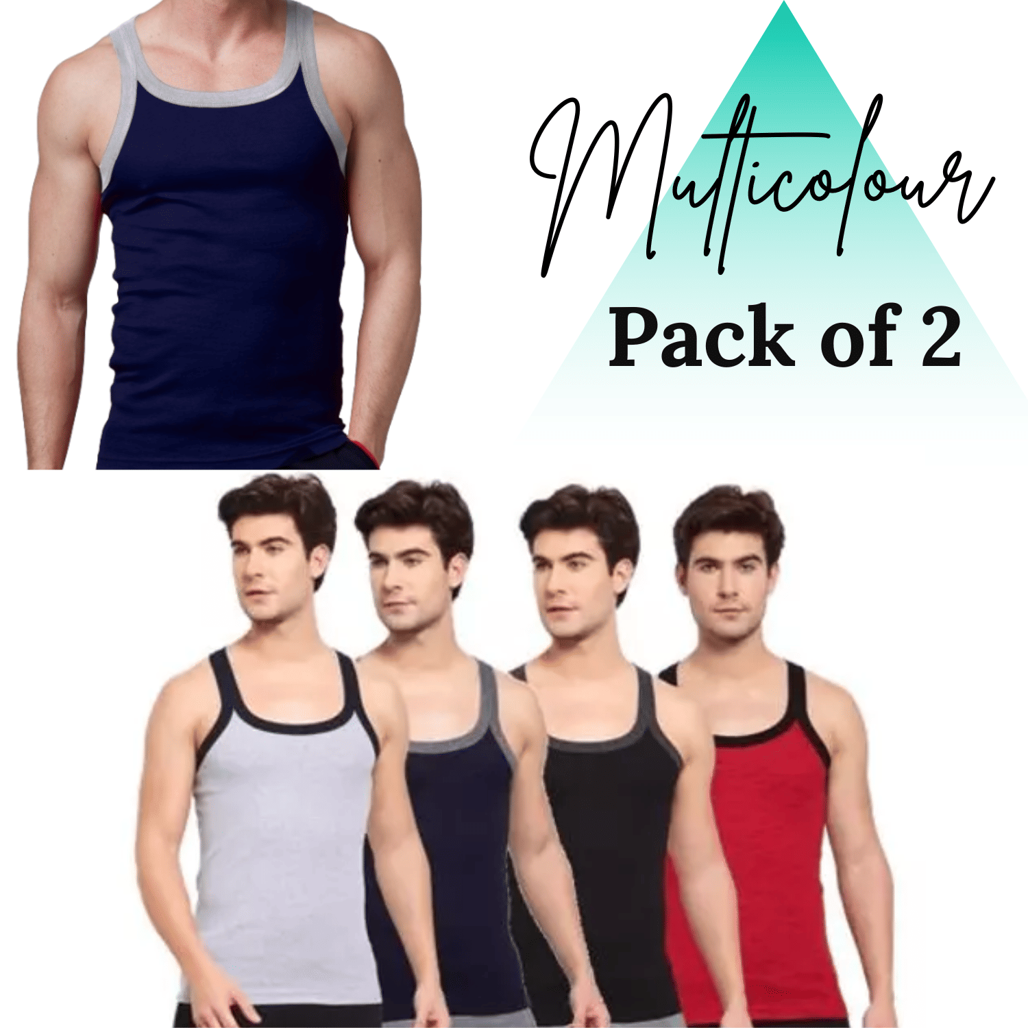     			Trust Jone Shop Pack of 2 Cotton Gym Vest For Men ( Multicolor )
